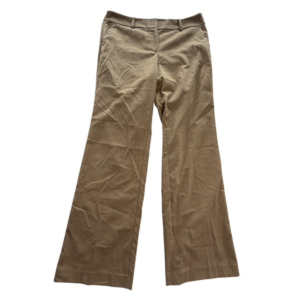 LOFT Pants Womens 12 Brown Herringbone Twill Straight Leg Stretch Dress Trouser